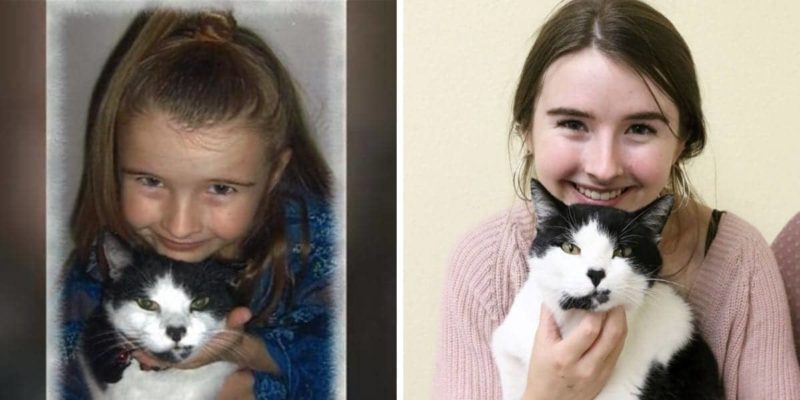  Because of the death of her cat, an adolescent girl began assisting animals and later discovered him while working at an animal shelter.