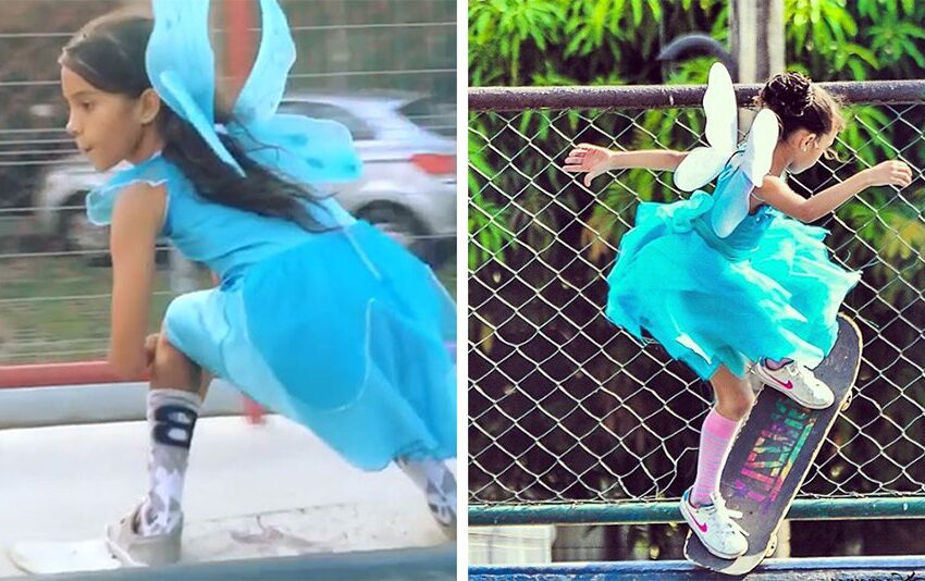  Little Brazilian Girl Goes Viral After Landing Unbelievable Tricks On Her Skateboard While Dressed As A Fairy Princess
